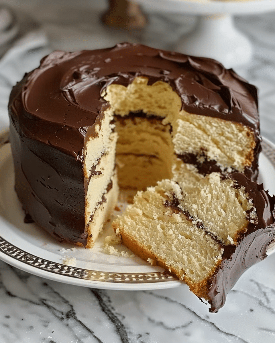 Yellow Pound Cake with Chocolate Frosting