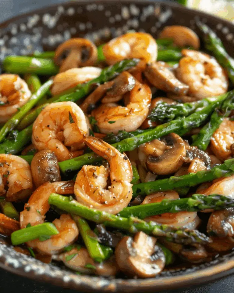 Stir‑fried Shrimp, Asparagus, and Mushrooms