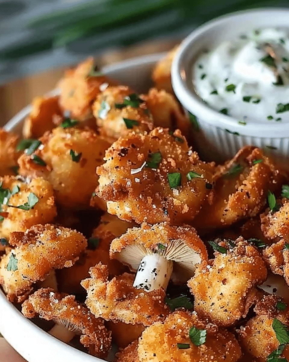 Crispy Fried Mushrooms with Cool Ranch Dip
