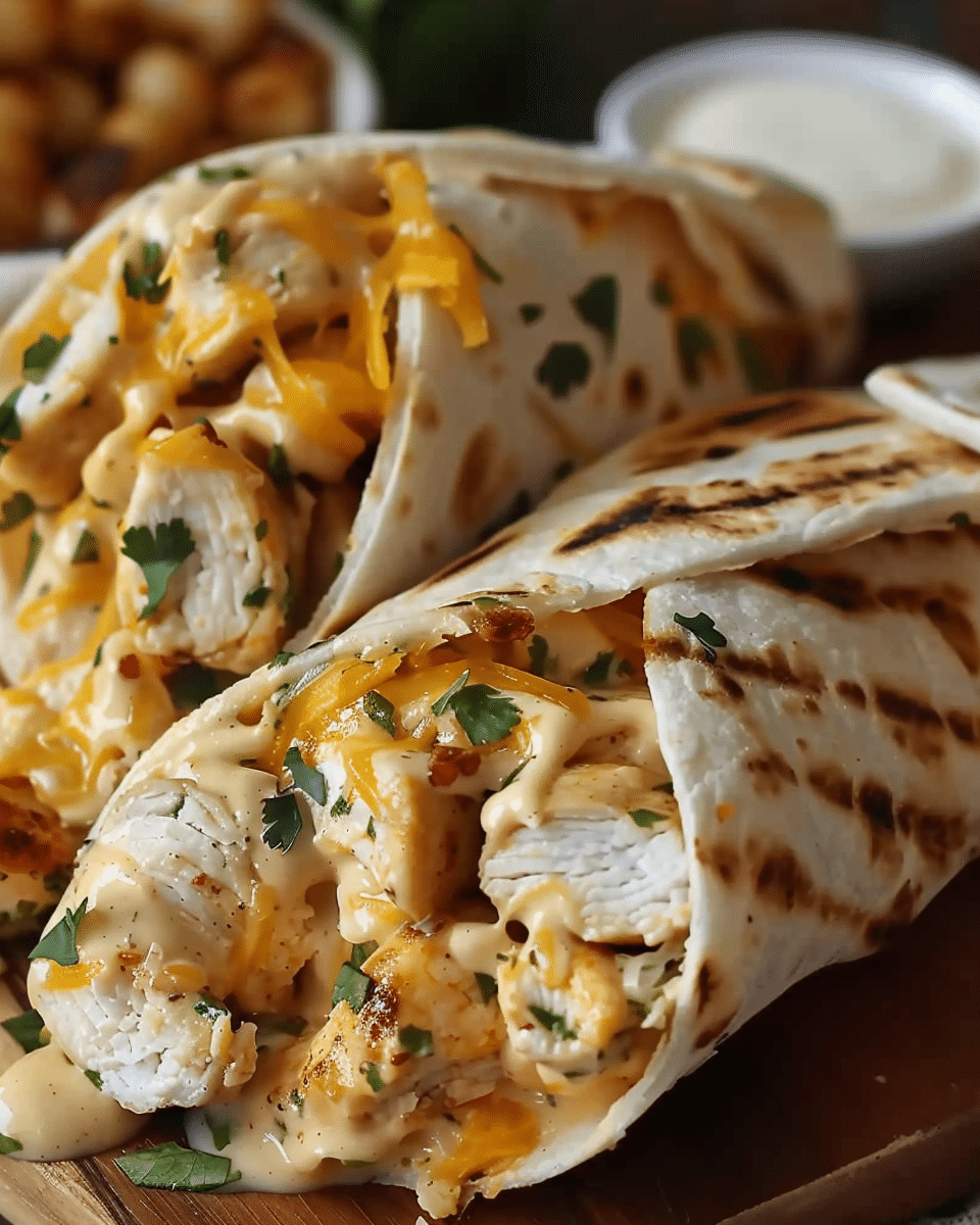 Easy Cheesy Garlic Chicken Wraps
