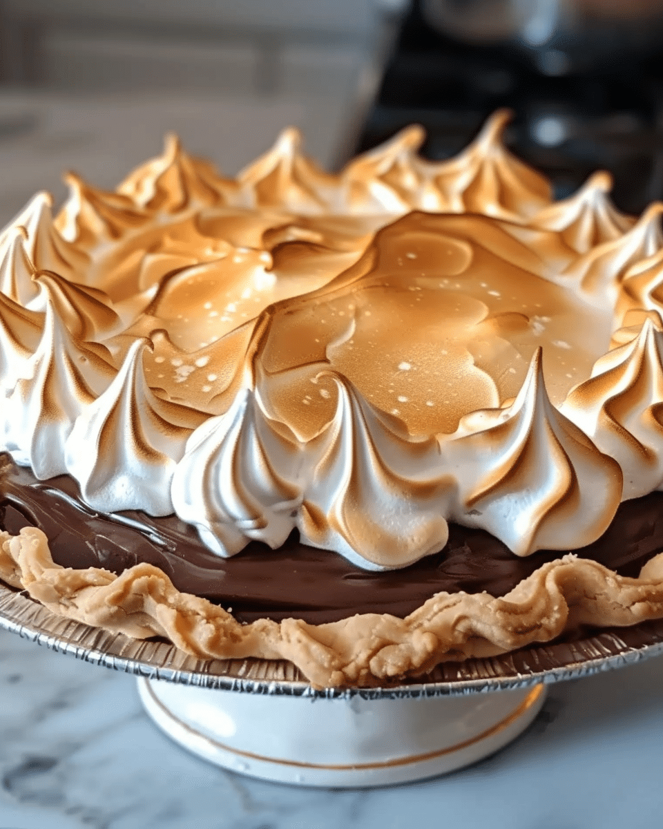 Old Fashioned Chocolate Pie with Golden Meringue