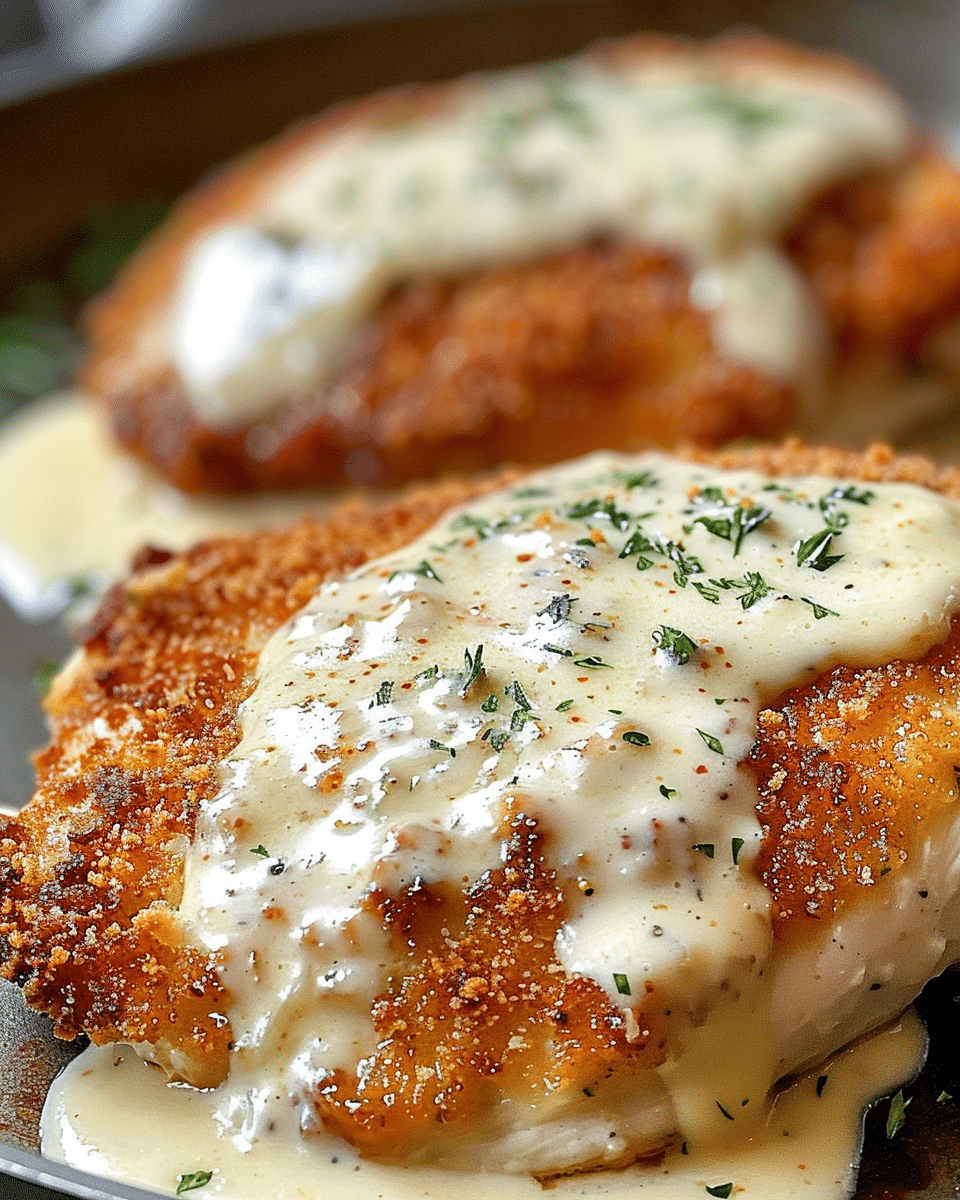 Parmesan Crusted Chicken with Creamy Garlic Sauce