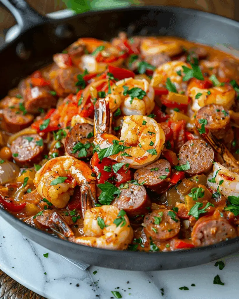 Spicy Cajun Shrimp & Sausage Skillet