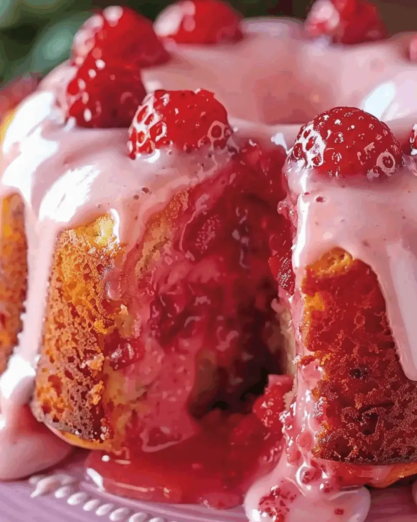 Strawberry Honeybun Cake with Strawberry Cream Icing