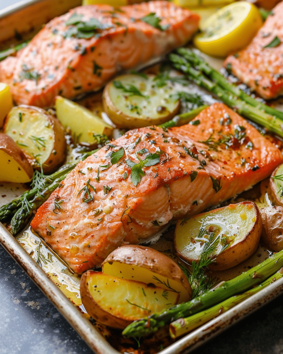 Salmon, Potato, + Asparagus Sheet Pan Meal