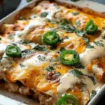 Jalapeño Popper Cheesy Chicken Enchiladas with Creamy Sauce