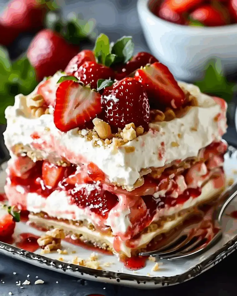 No Bake Strawberry Cheesecake Lasagna