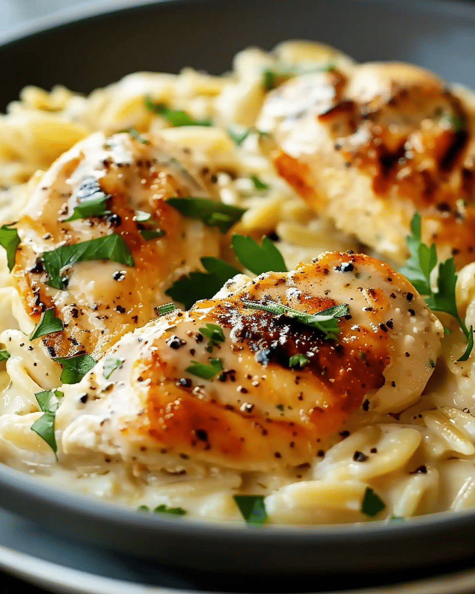 Delicate Parmesan Chicken Orzo in Creamy Sauce
