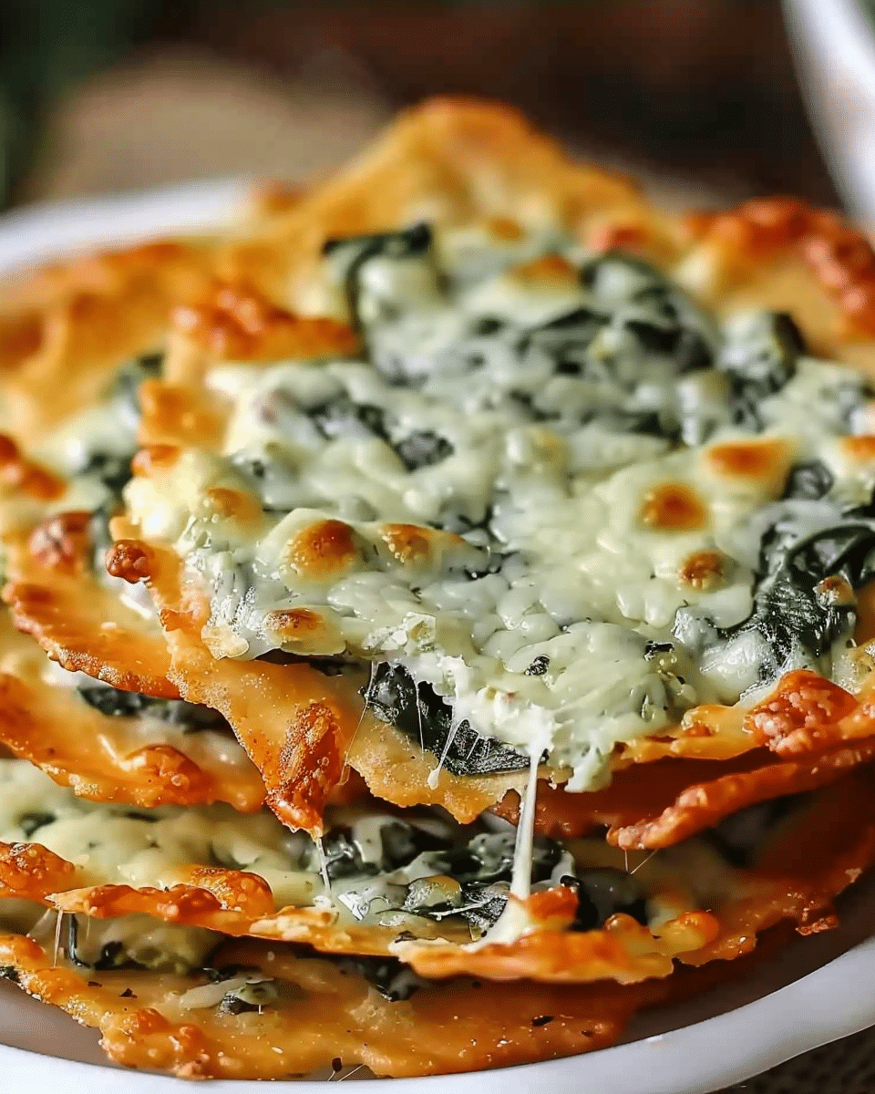 Spinach Dip Cheese Crisps