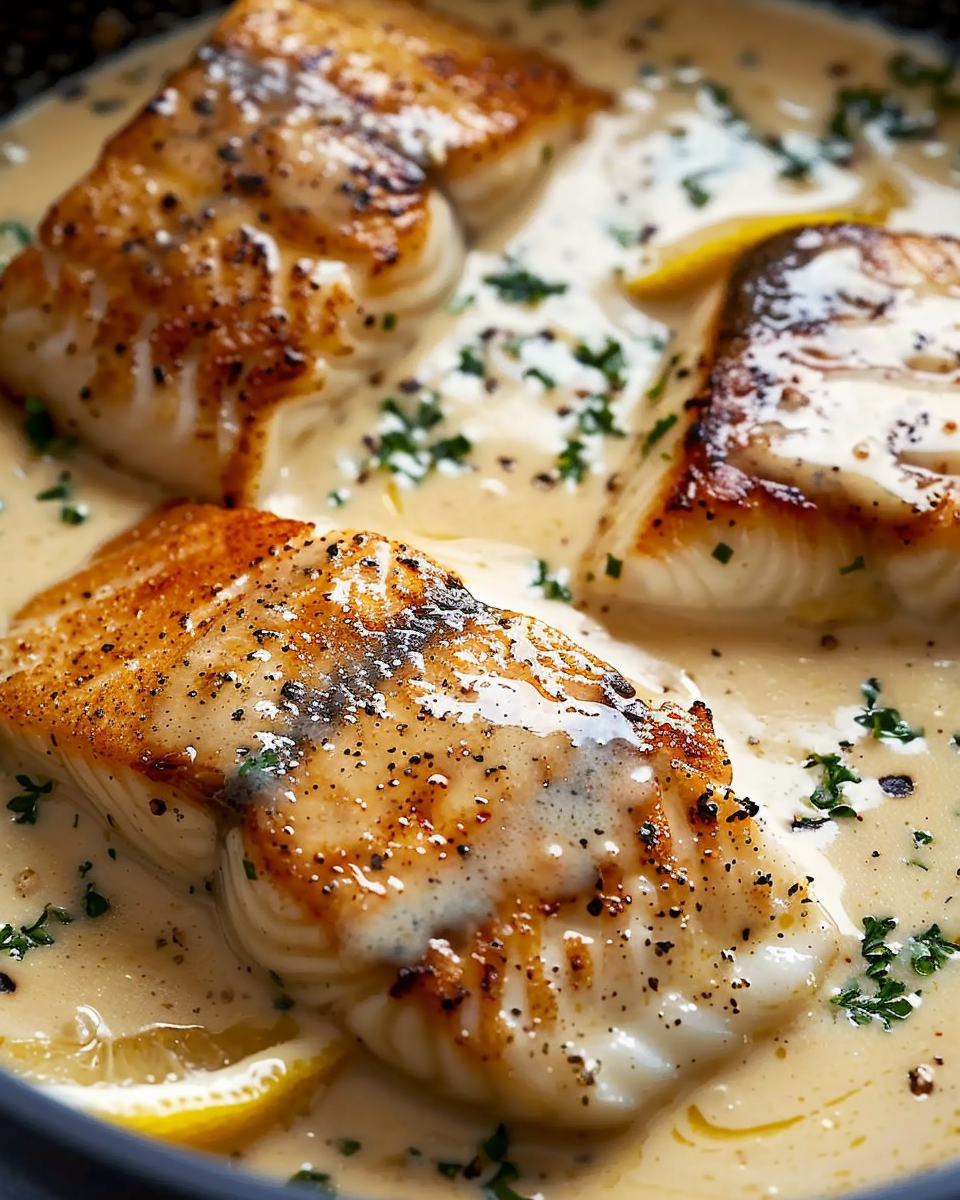 Delicious Pan‑Seared Fish with Creamy Lemon Butter Sauce