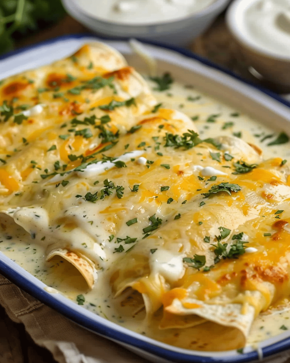 Chicken Enchiladas with Sour Cream White Sauce