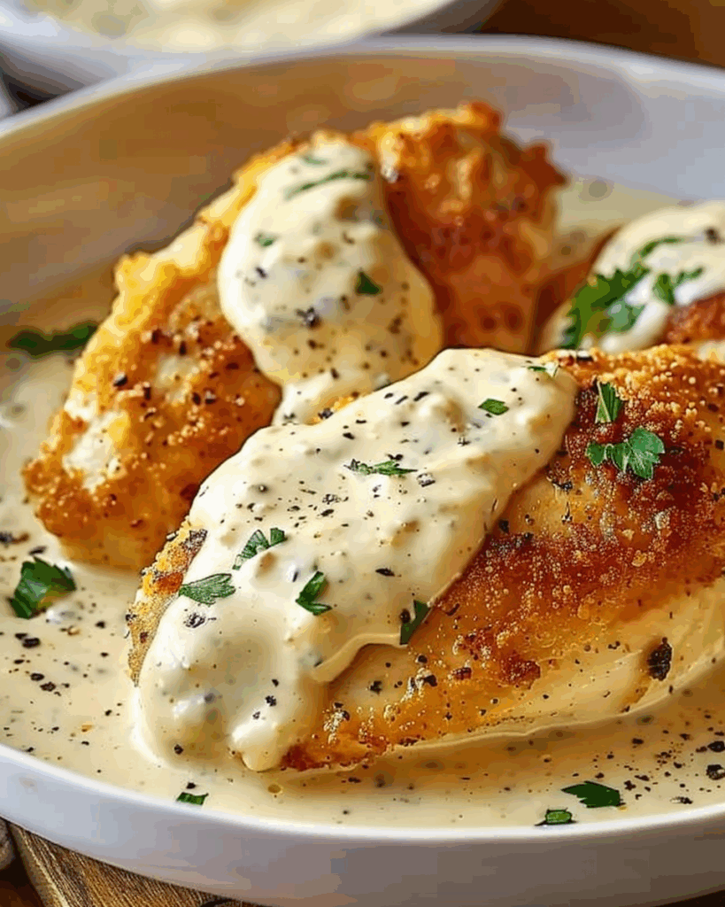 Asiago-Crusted Chicken in Mustard Cream Sauce Recipe