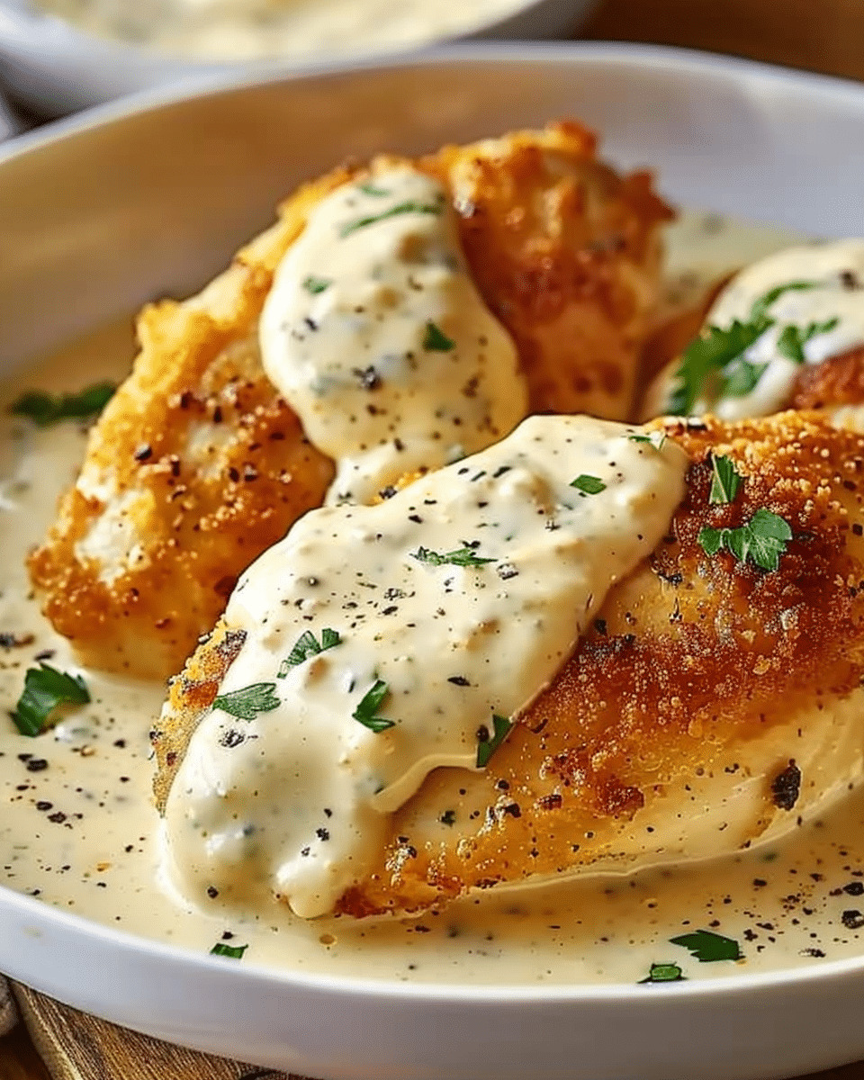 Asiago-Crusted Chicken in Mustard Cream Sauce Recipe