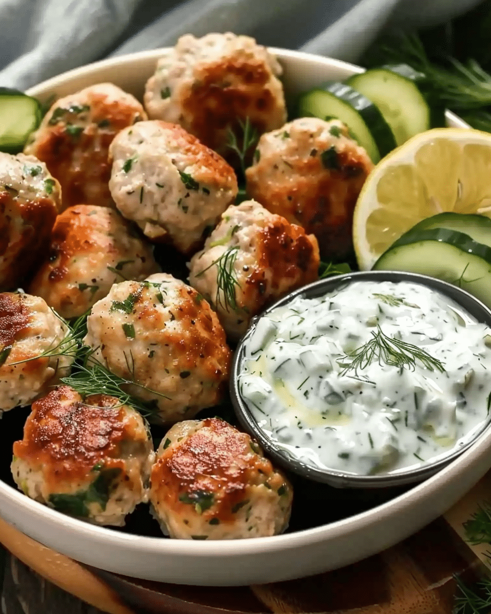 Greek Chicken Meatballs with Tzatziki Sauce