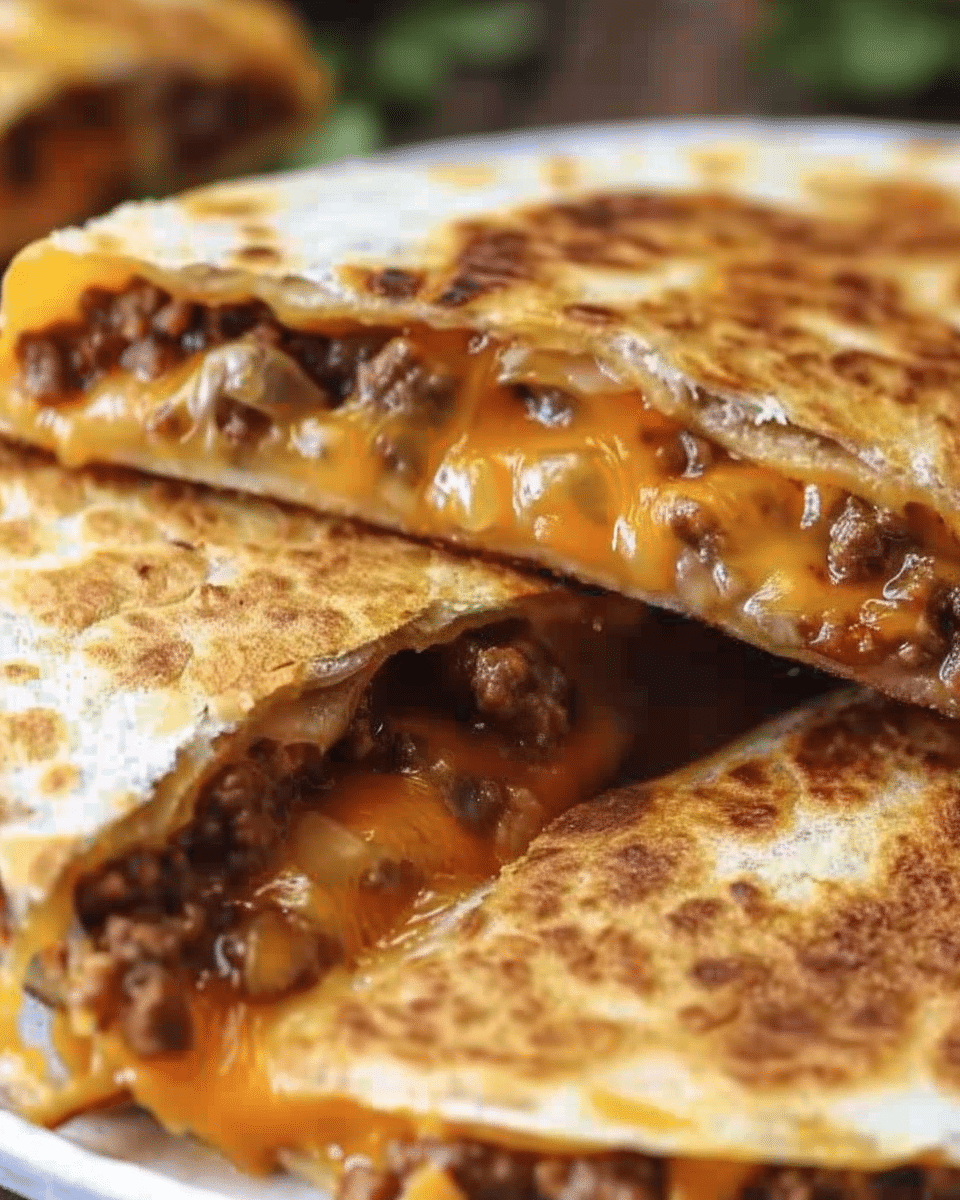 Ground Beef Cheesy Quesadillas
