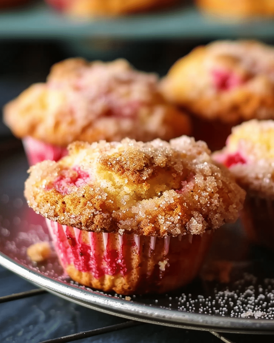 Rhubarb Muffins with Cinnamon Sugar Topping