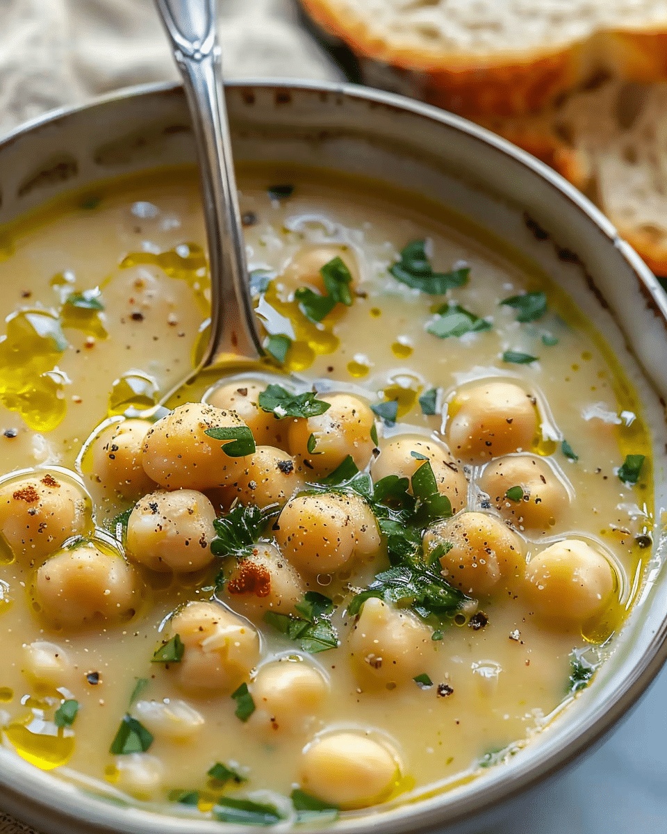 Easy Garlic Chickpea Soup