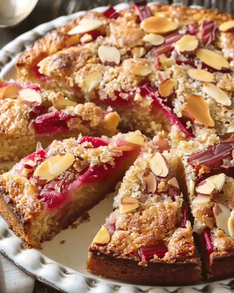 Almond Rhubarb Cake Delight