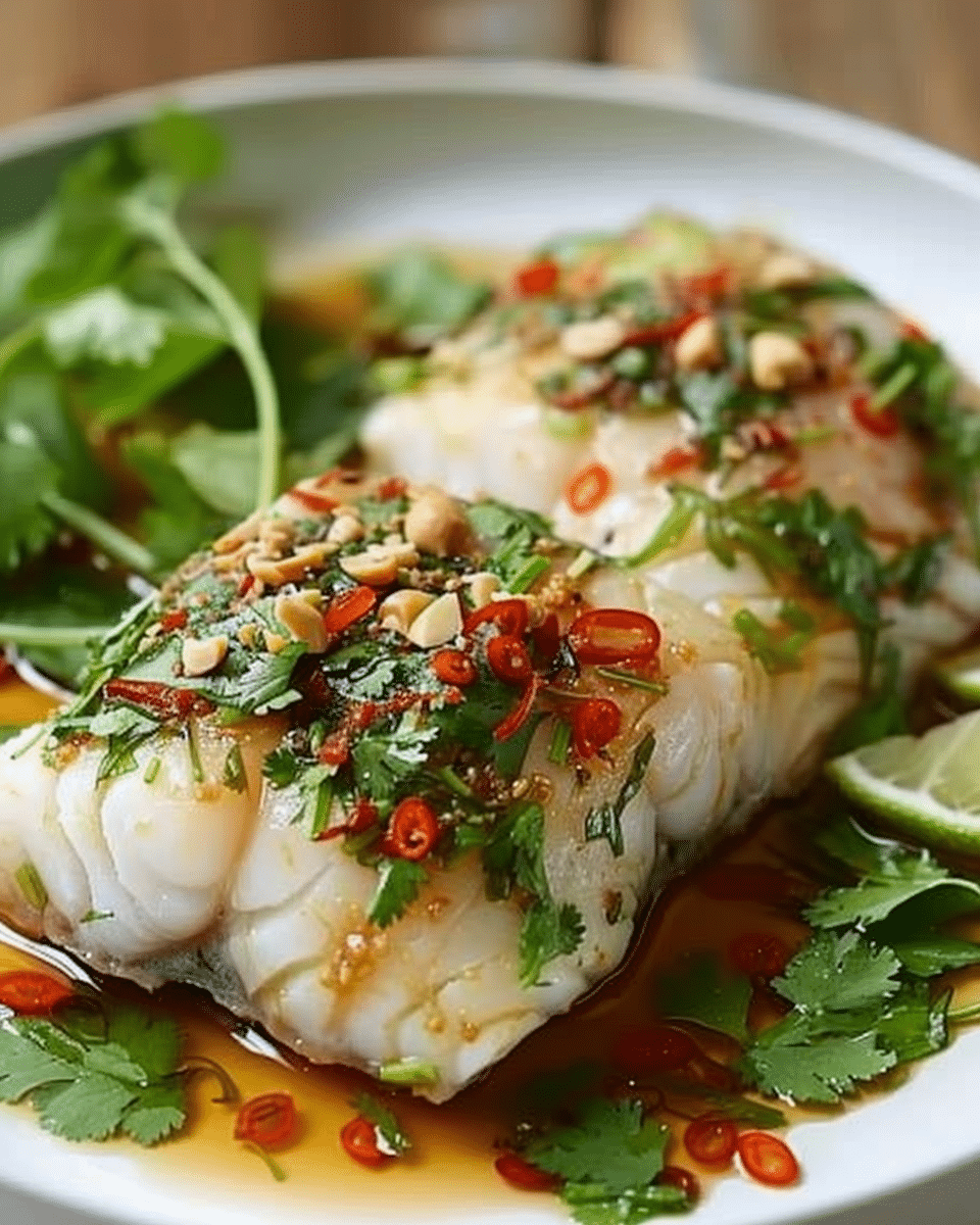 Thai Lime‑Garlic Steamed Fish