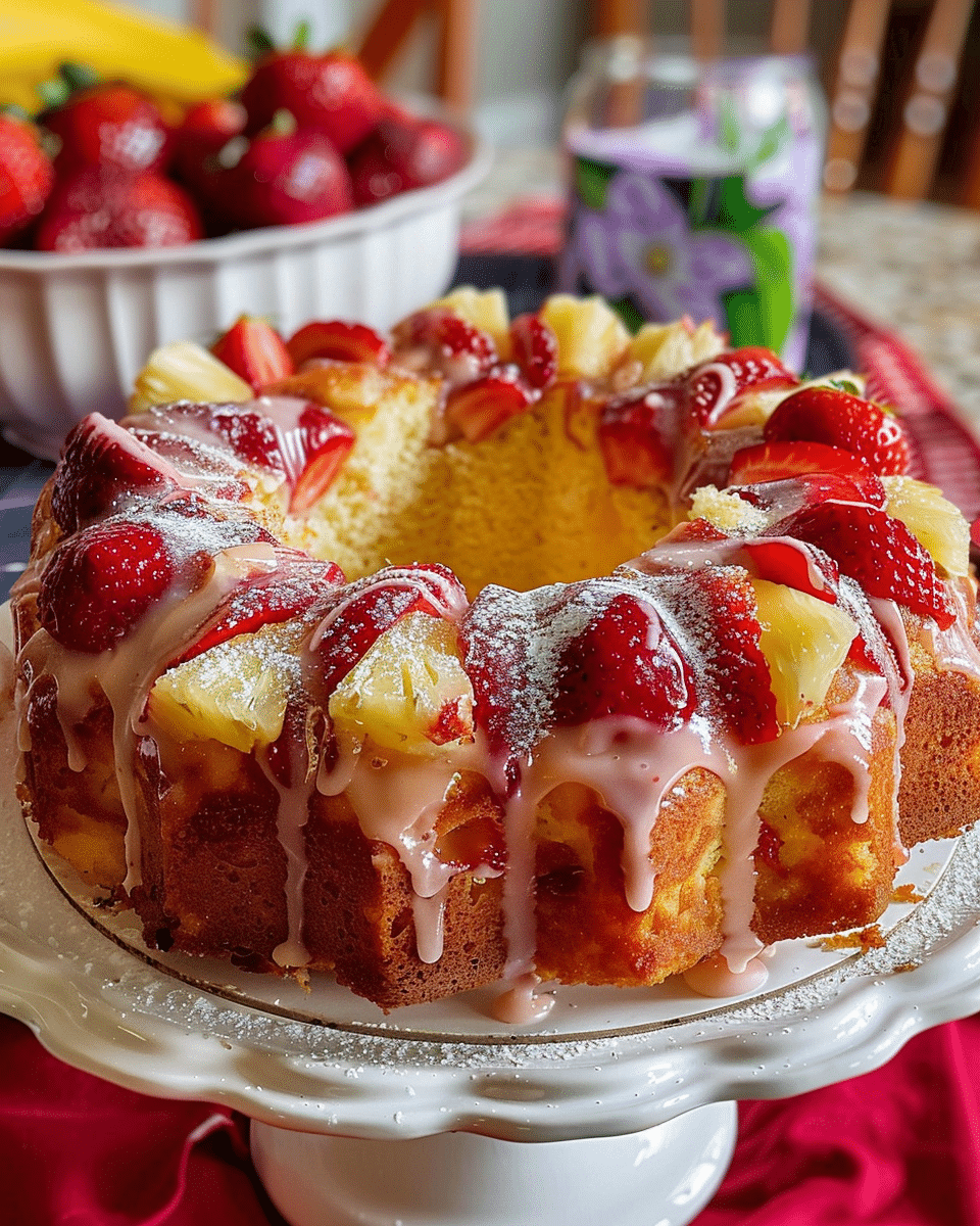 Strawberry Pineapple Pound Cake