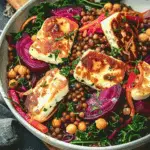 Halloumi with Lemony Lentils, Chickpeas and Beets
