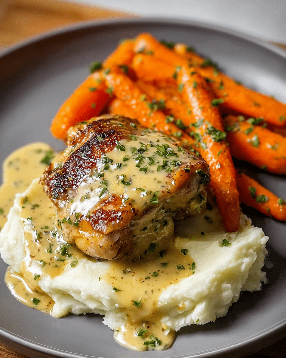 Creamy Herb Chicken Thighs with Carrots & Mash