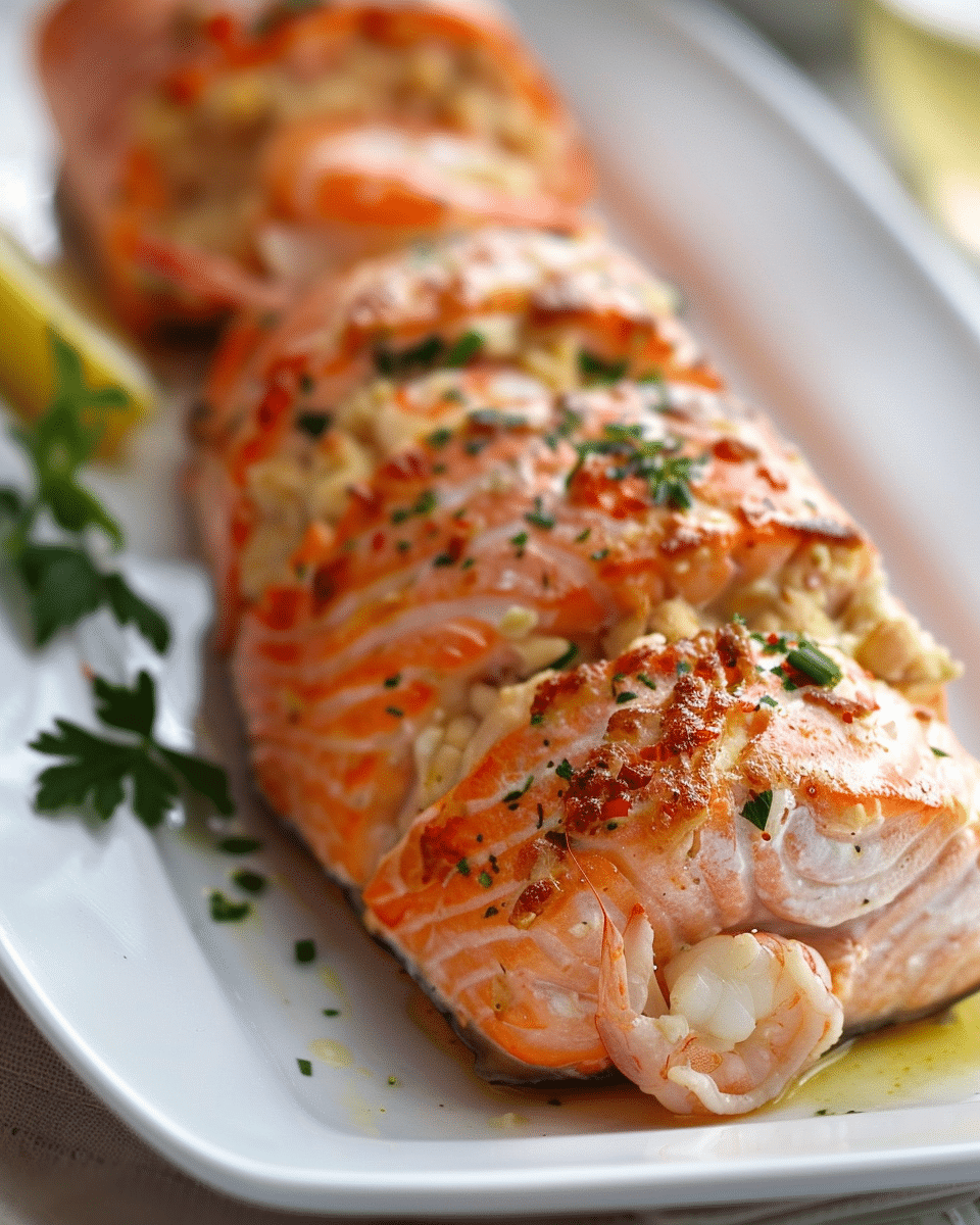 Crab Shrimp Stuffed Salmon