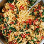 Tomato Spinach Chicken Spaghetti