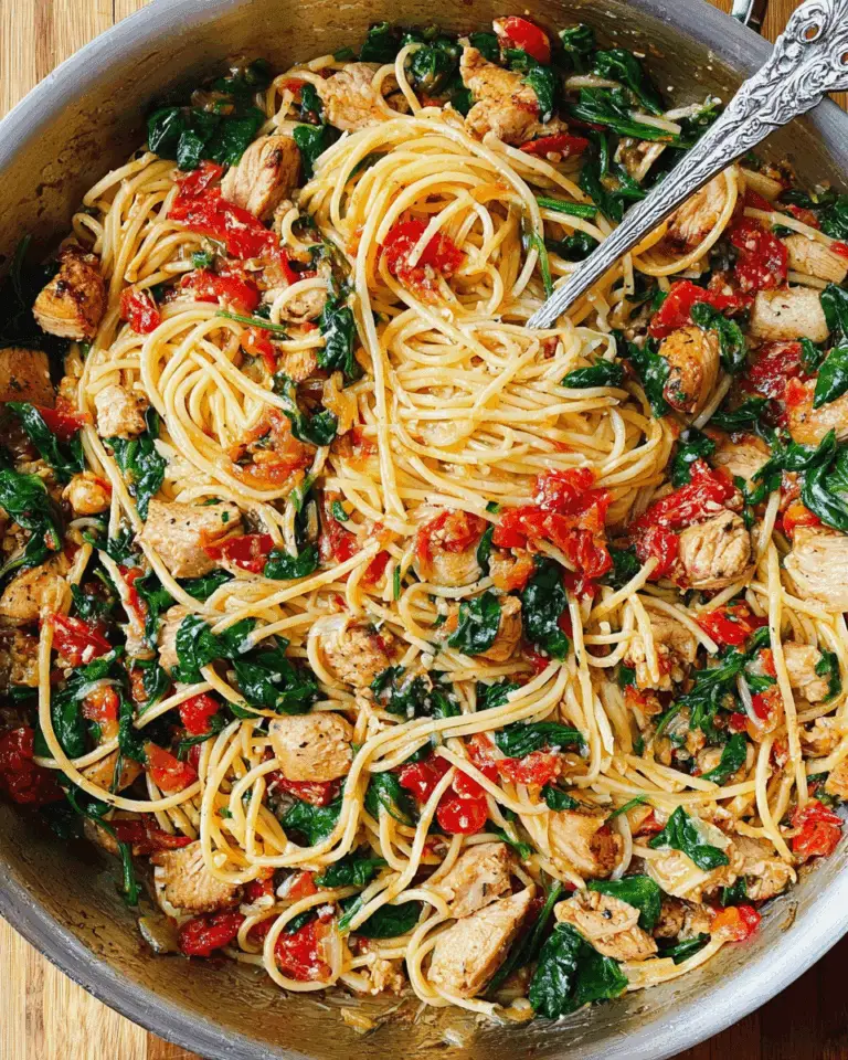Tomato Spinach Chicken Spaghetti