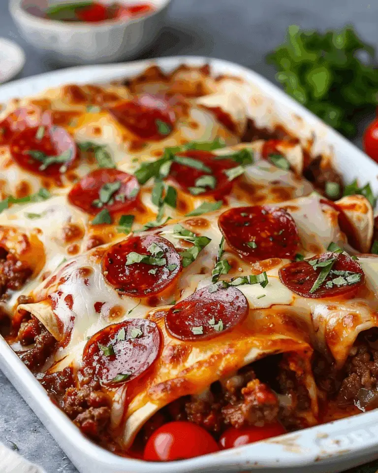 Pizza Enchiladas with Ground Beef & Pepperoni