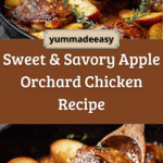 Apple Orchard Chicken! Tender chicken thighs seasoned with herbs, paired with sweet sautéed apples for the perfect blend of sweet and savory! Recipe