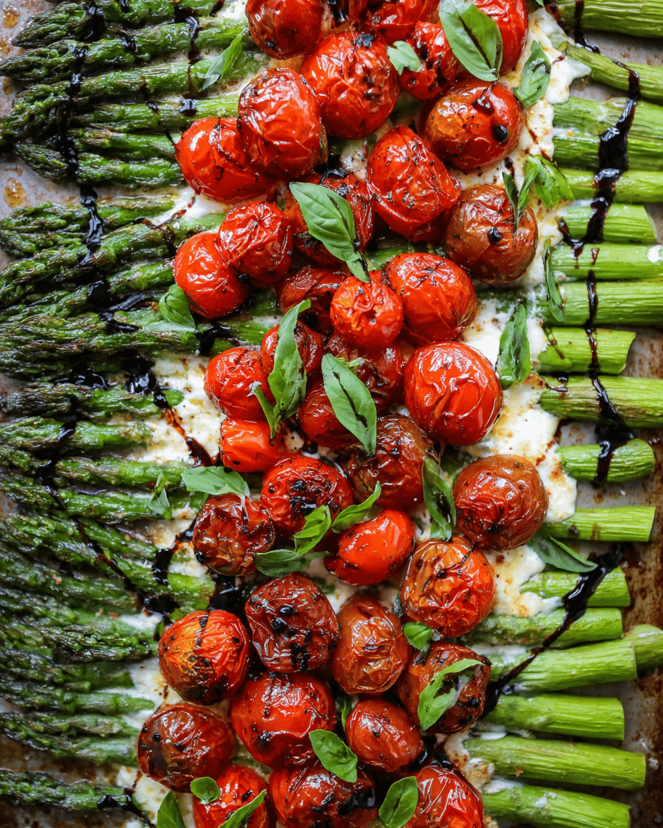 Parmesan Roasted Asparagus with Tomatoes & Balsamic
