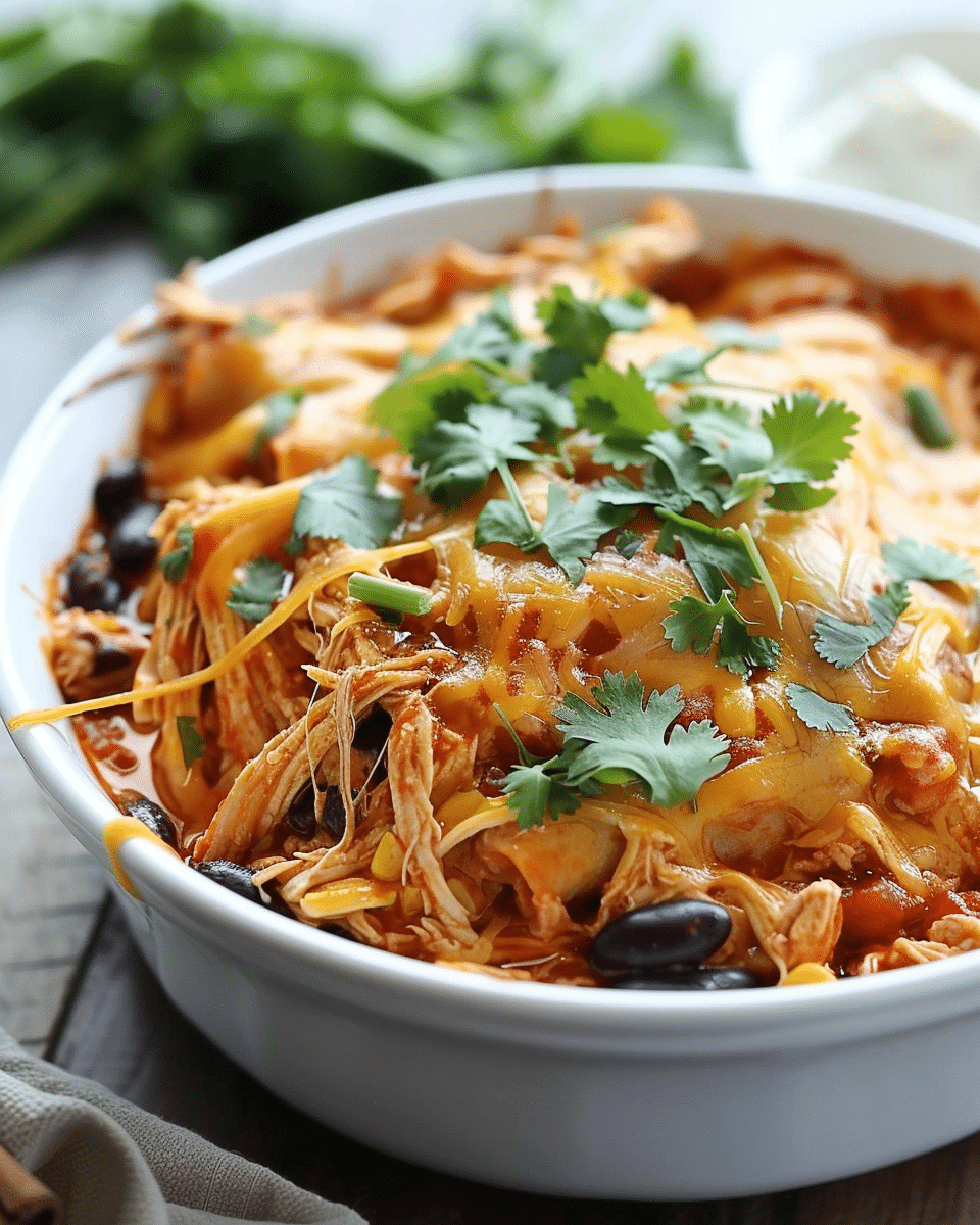 Slow Cooker Chicken Enchilada Casserole