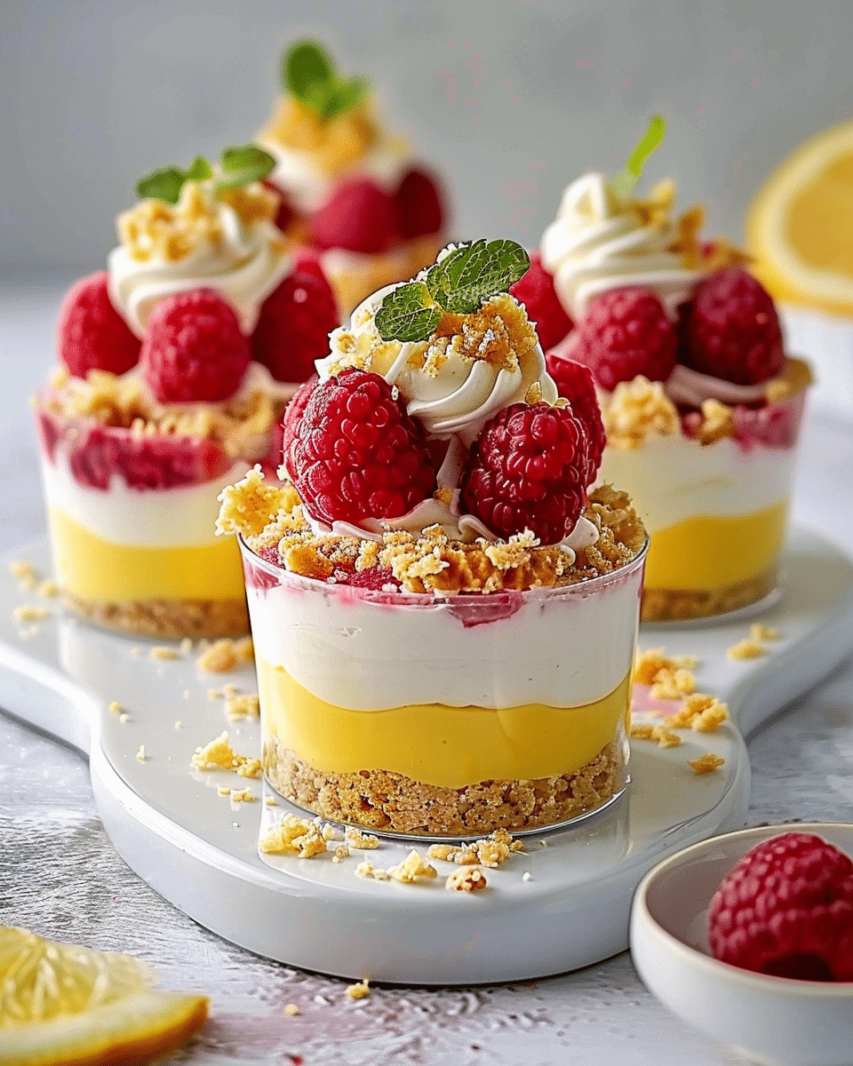 No Bake Lemon Raspberry Cheesecake Cups