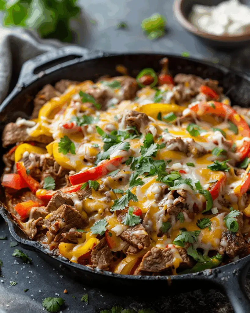Queso Steak Fajita Skillet
