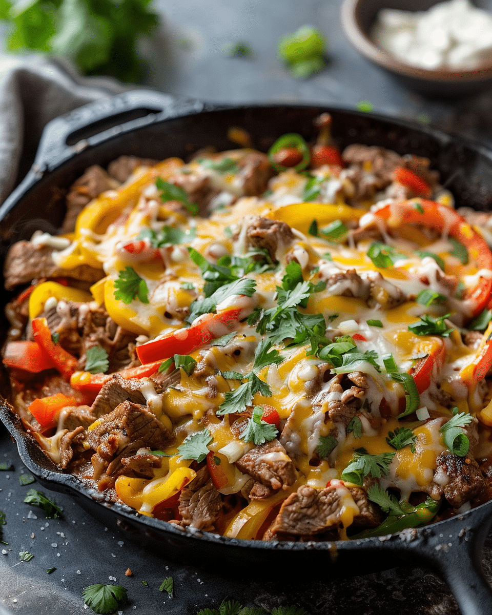 Queso Steak Fajita Skillet