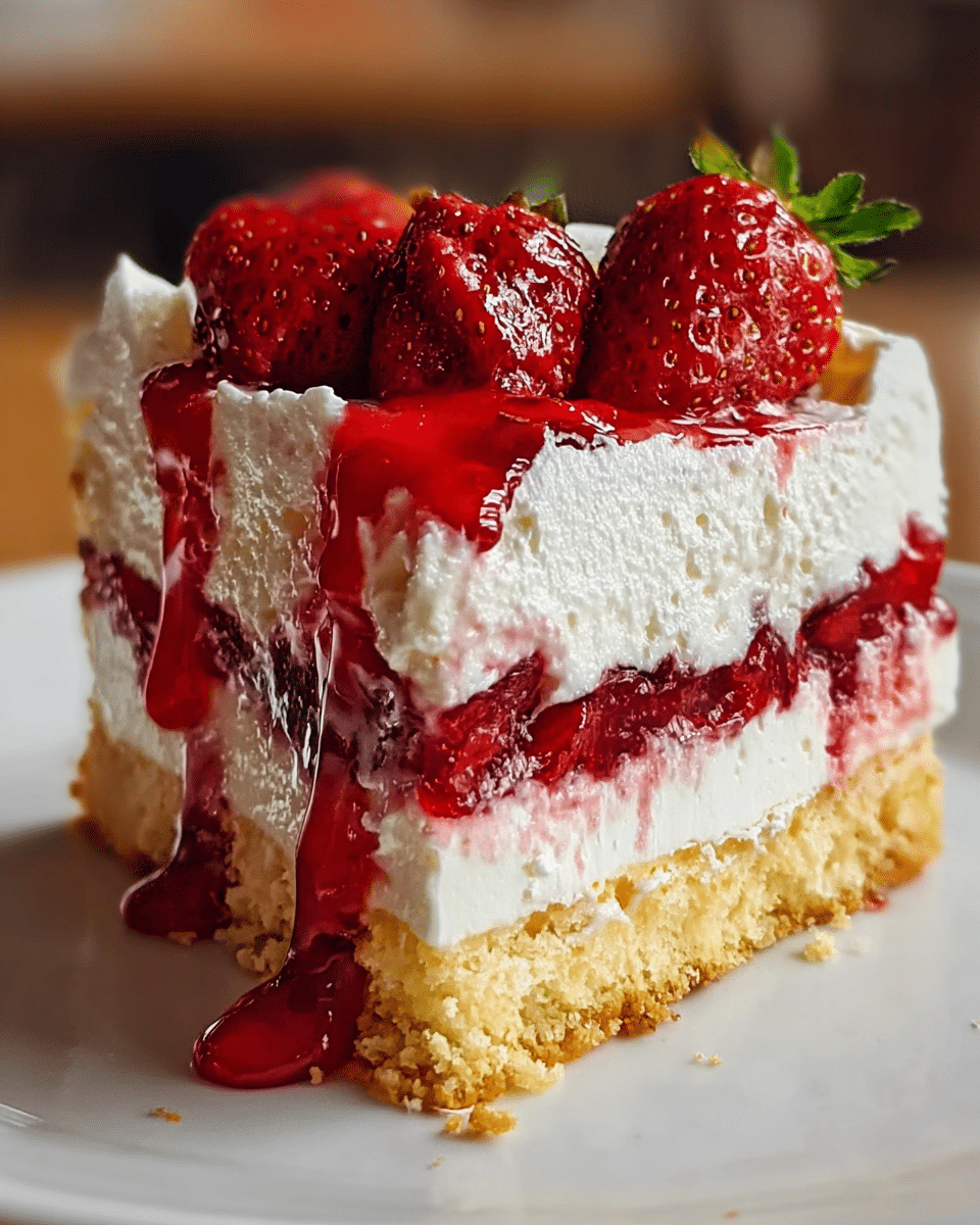 Tropical No-Bake Strawberry Split Cake
