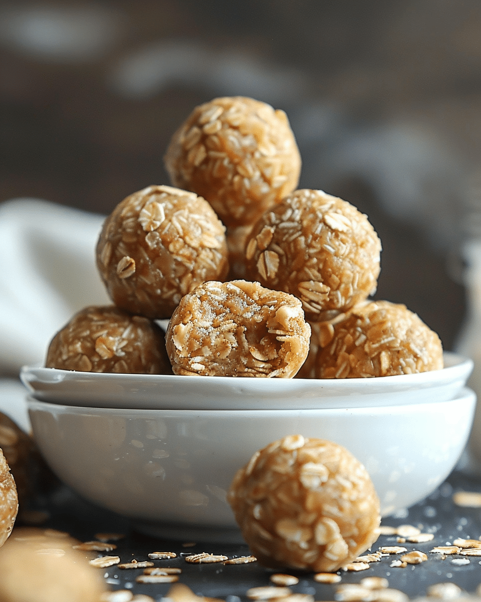 No Bake Peanut Butter Oatmeal Cookie Balls