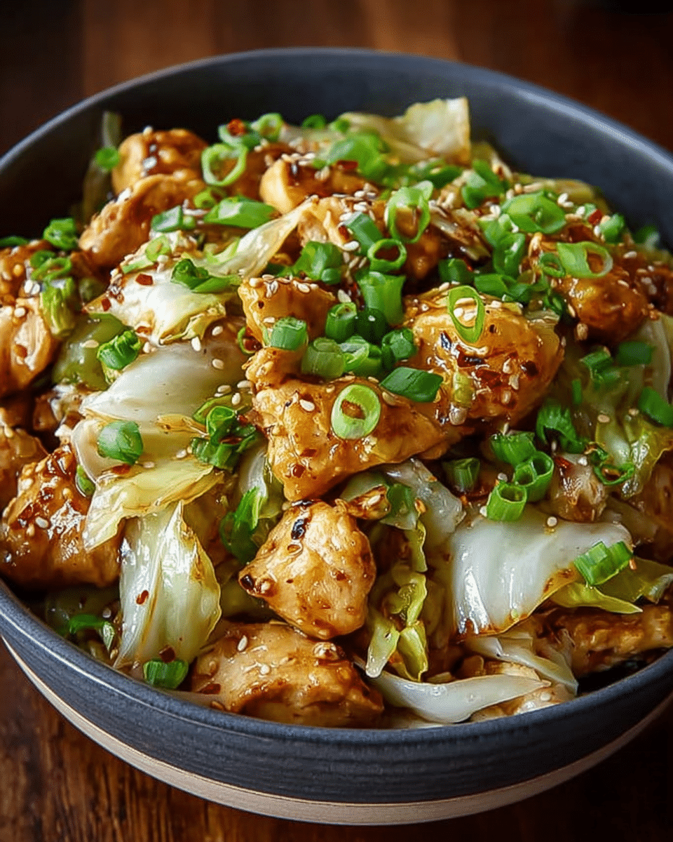 Flavorful Chinese Chicken and Cabbage Stir-Fry with a Savory Soy Sauce Glaze