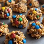 Peanut Butter Rice Krispie Treats with M&M's and Chocolate Chips