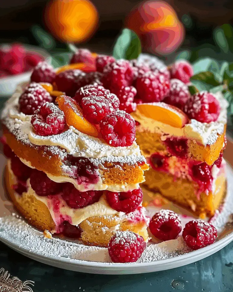 Juicy Peach Raspberry Cake