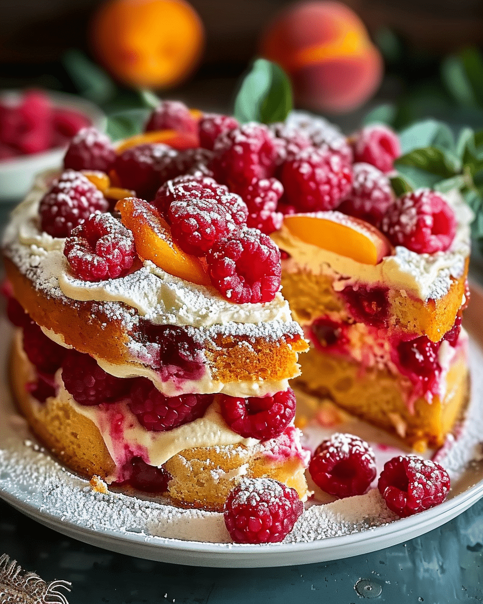 Juicy Peach Raspberry Cake
