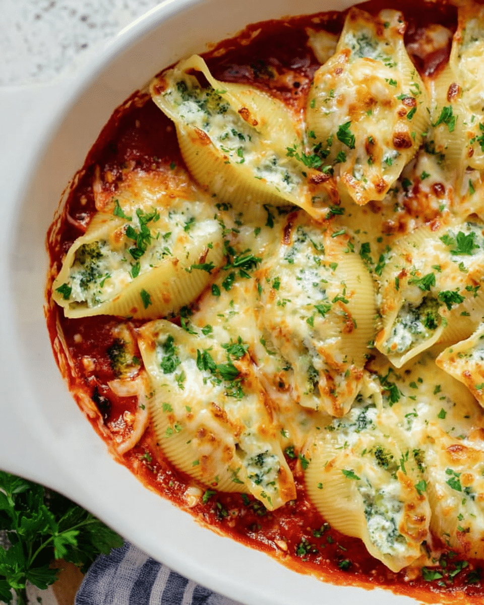 Chicken Broccoli Alfredo Stuffed Shells