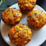 Vegan Savoury Muffins with Tomato, Corn, and Caramelized Onion