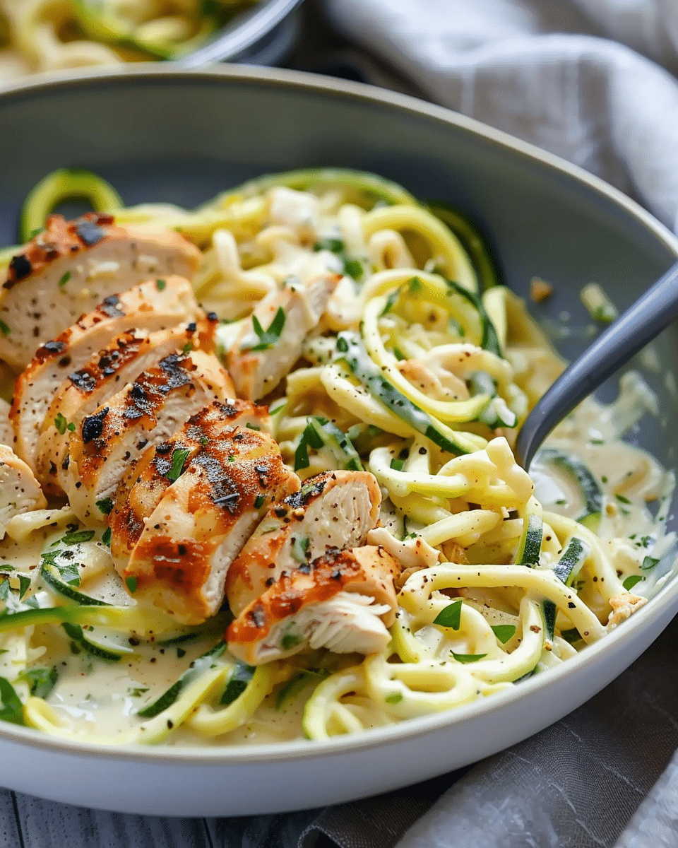 Zucchini Noodle Chicken Alfredo