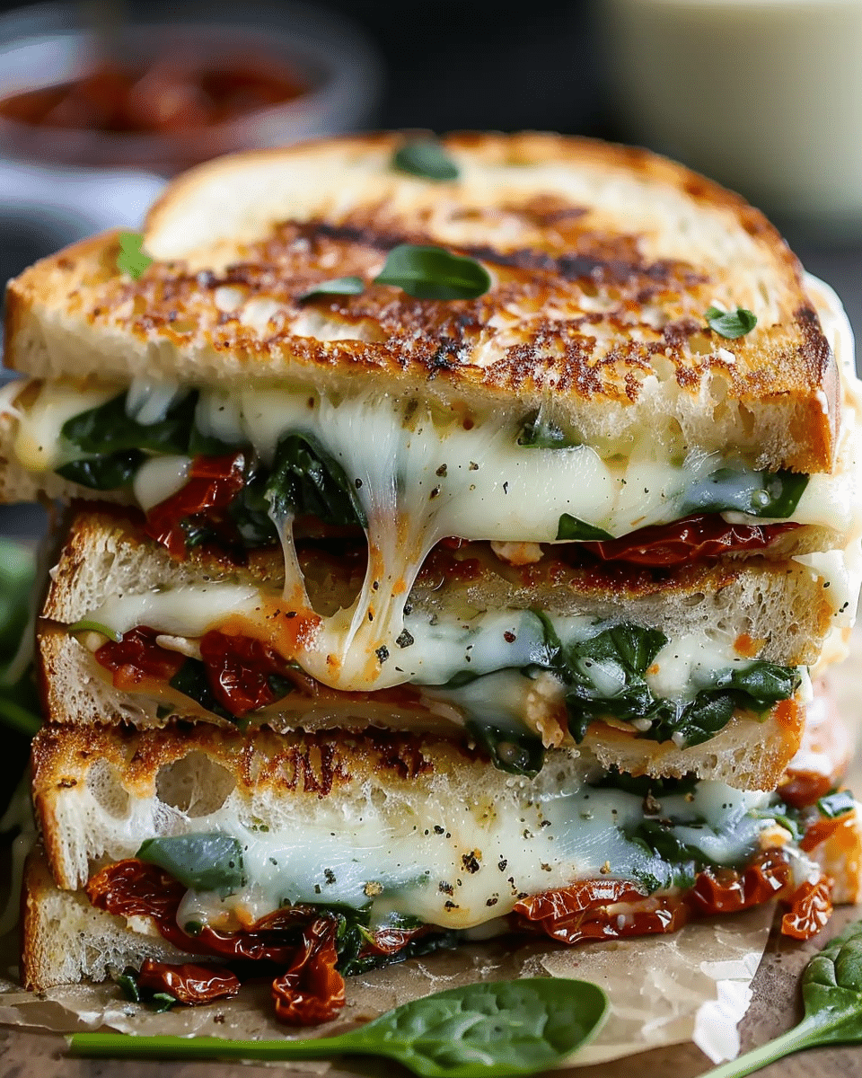 Sun-Dried Tomato, Spinach, and Ricotta Grilled Cheese