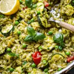 One-Pan Pesto Orzo with Zucchini and Peas