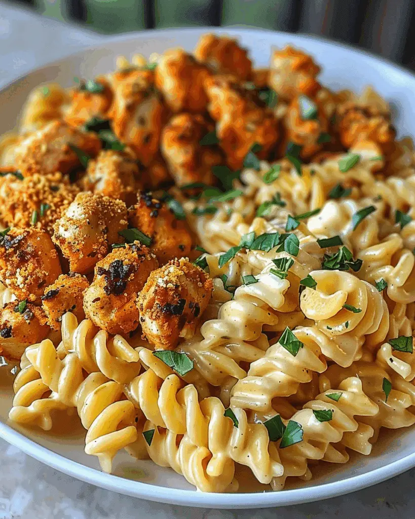 Buffalo Garlic Chicken Bites & Ranch Cajun Alfredo Twisted Pasta