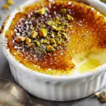White Chocolate Lavender Brûlée with Pistachio Shatter
