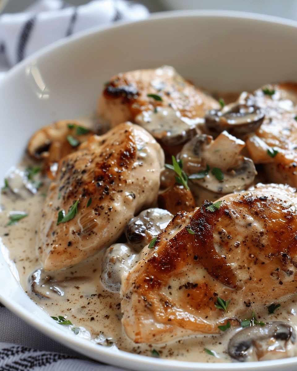 Chicken and Mushrooms in Lush Cream Sauce